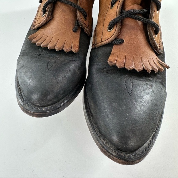 Abilene cowboy boots 6.5 brown black leather western kiltie lace up Prairie Y2k - Picture 9 of 14